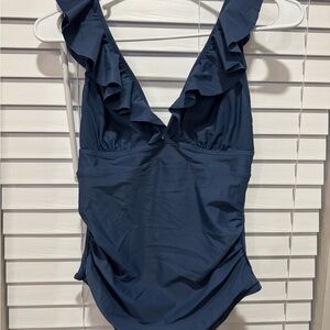 Cupshe Ruffled Navy Swimsuit medium NWT